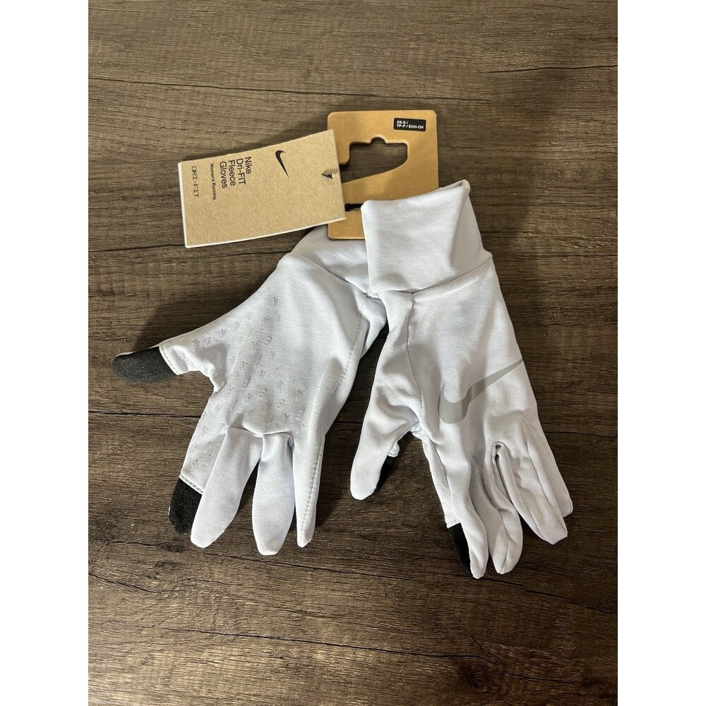 Nike Women's Dri-FIT Fleece Running Gloves Football Grey XS–Small NEW